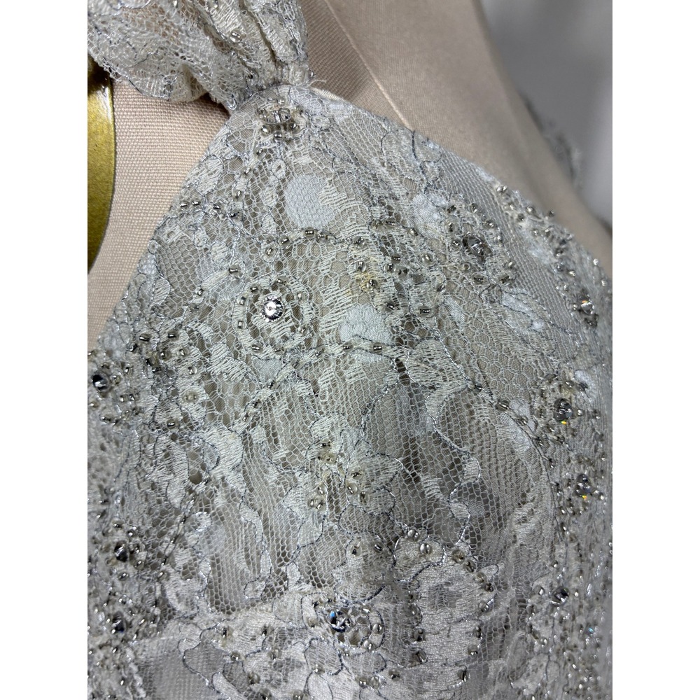 Badgley Mischka Beaded Lace Cap‎ Sleeve Wedding Gown Evening Dress 8 Bridal - Picture 11 of 16